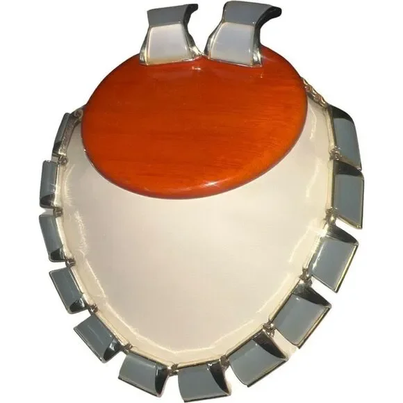 Vintage Charel Statement Necklace & Clip Earrings Set Jewelry White
